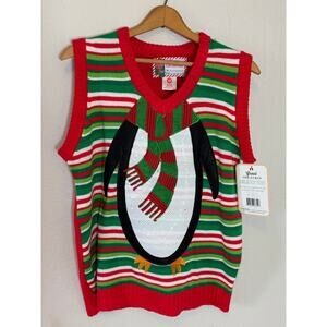 NWT‎ Christmas Sweater Vest Sequence Penguin Body Size Medium